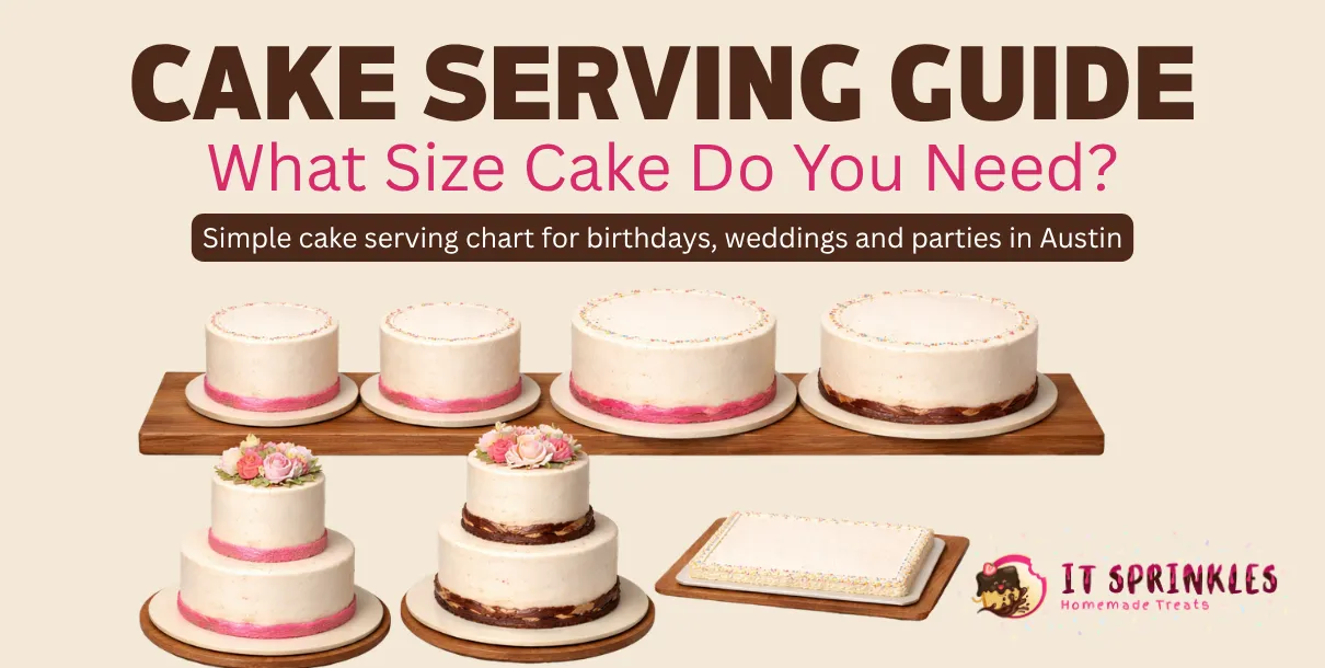 cake serving guide showing what size cake you need for different guest counts