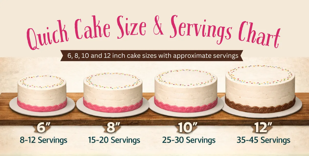 Cake Size Chart Showing How Many Servings Different Cake Sizes Provide