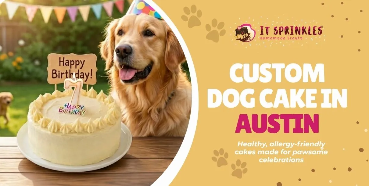 custom dog cake in Austin designed for healthy pet birthday celebrations