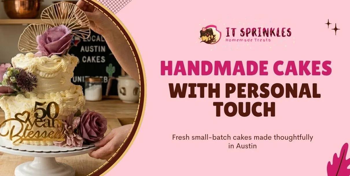 Fresh Handmade Small Celebration Cake From Local Austin Cake Shop