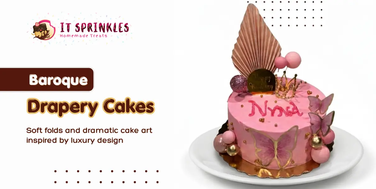 Baroque-Inspired Drapery Cake With Elegant Flowing Frosting Details