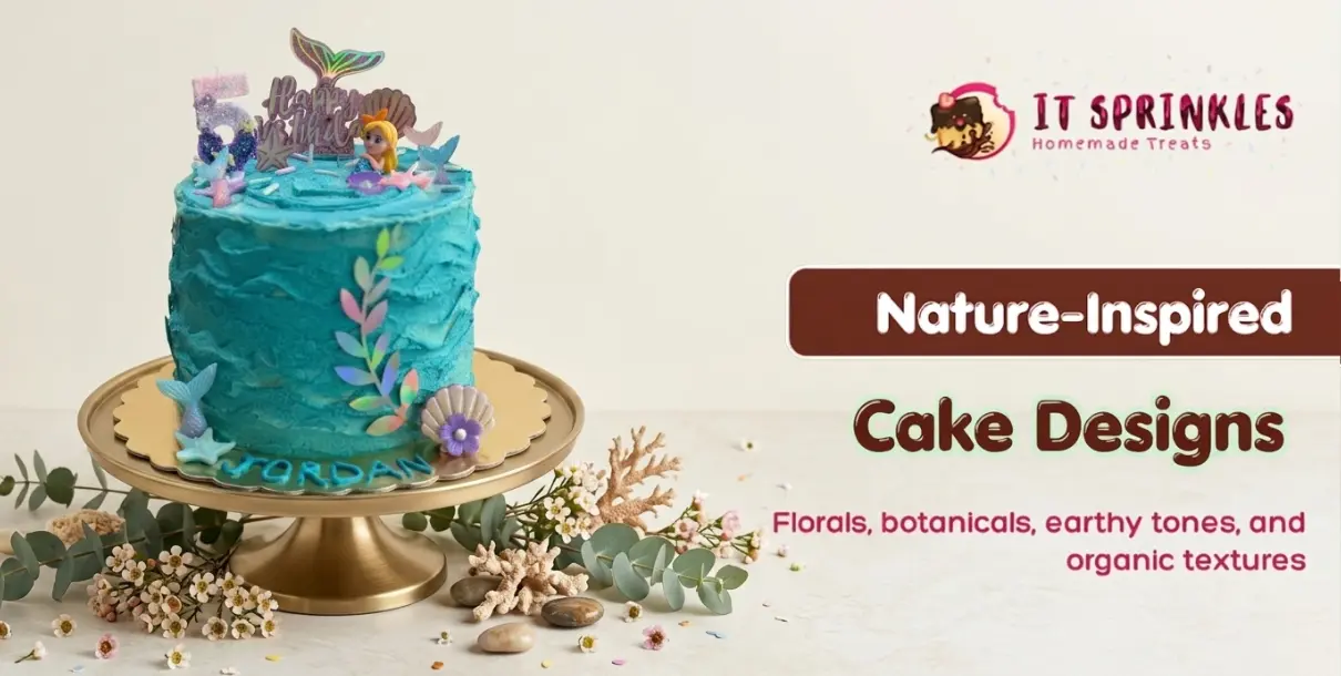 Nature-Inspired Cake With Floral Details And Earthy Color Palette