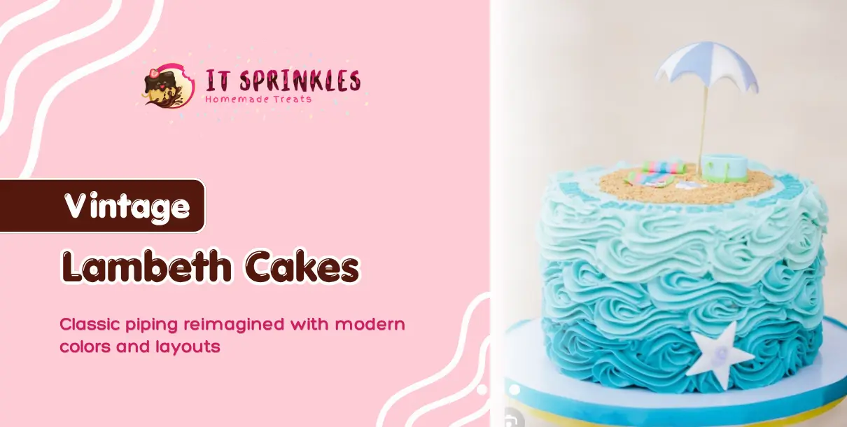 Vintage Lambeth Cake With Modern Piping And Personalized Design