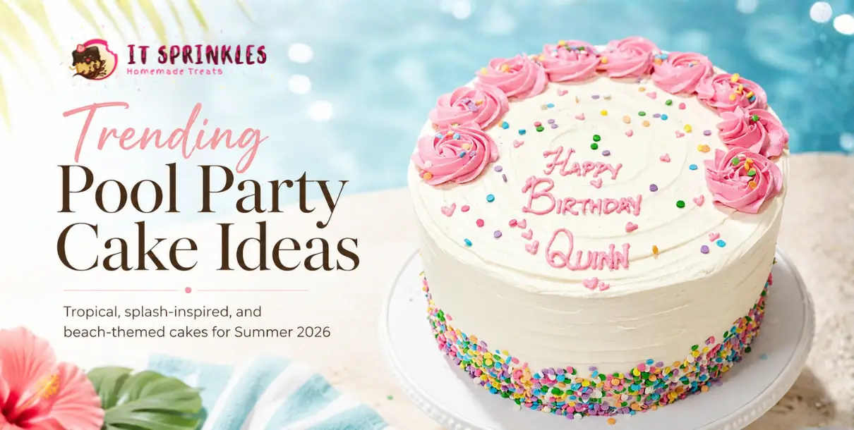 Creative Tropical Pool Party Cake With Beach-Inspired Summer Decorations