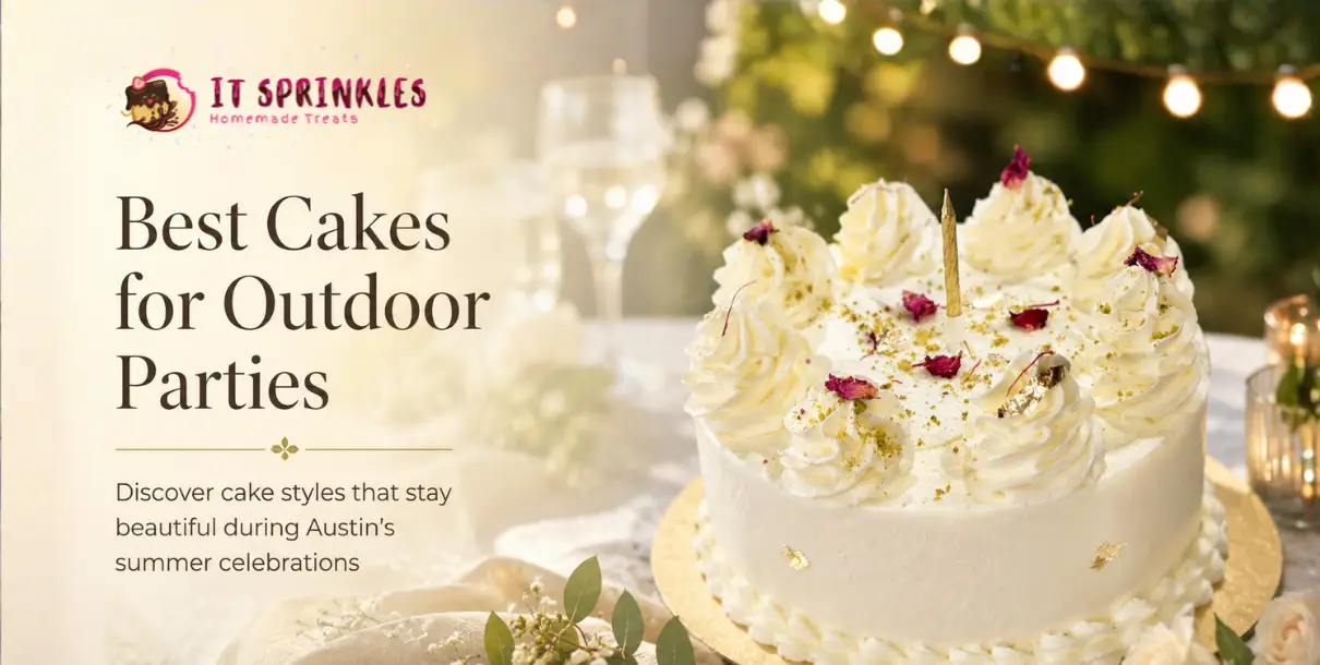Elegant Buttercream Cake Designed For An Outdoor Summer Party In Austin