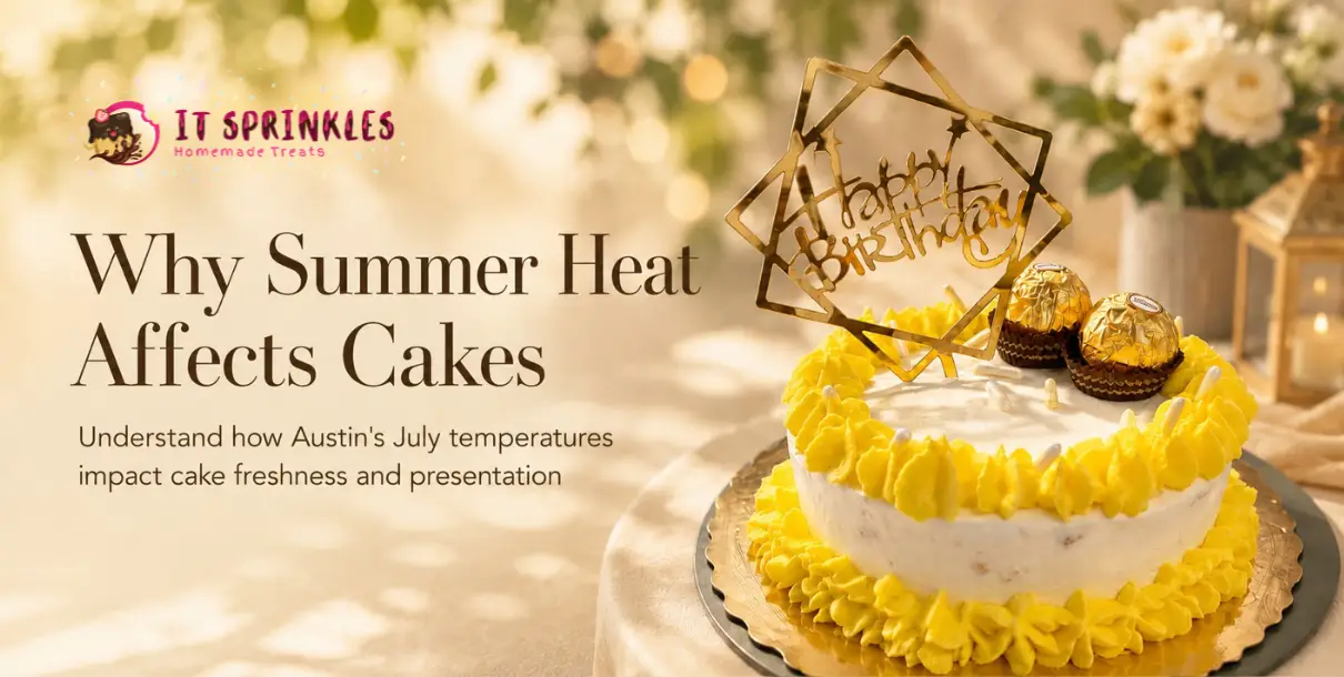 Elegant Buttercream Cake Protected From Austin Summer Heat For An Outdoor Celebration