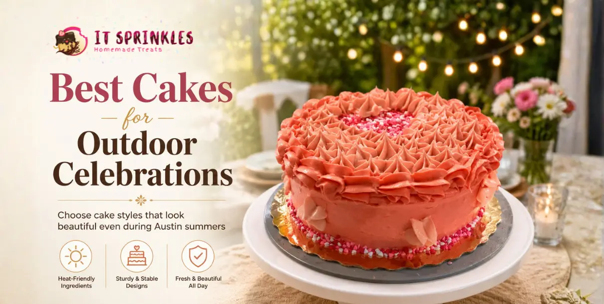 Elegant Custom Buttercream Cake Designed For An Outdoor Austin Celebration